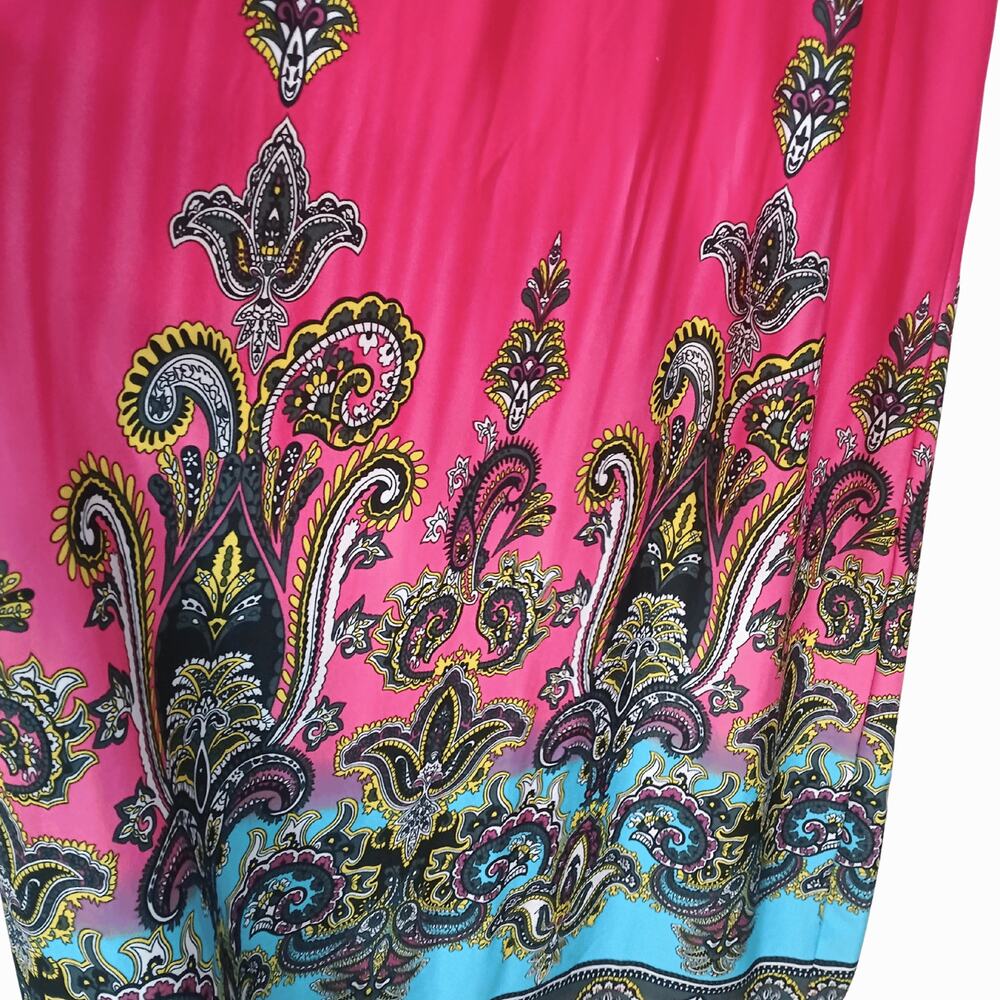 She's Cool Women's Boho Maxi Dress Pink Sz Small With Built In Bra Elastic Waist - Picture 5 of 8
